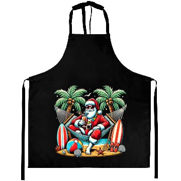 Discover Tropical Santa Relaxing on the Beach Aprons