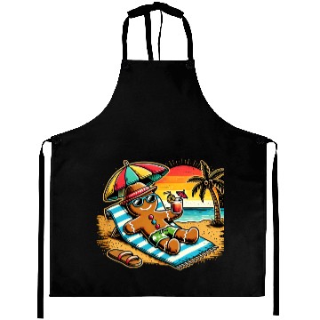 Discover Gingerbread Man Relaxing on the Beach Aprons