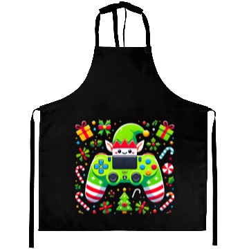 Discover Christmas Elf Themed Gaming Controller Fun Aprons