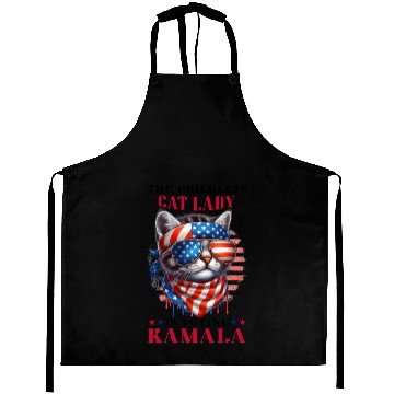 Discover Childless Cat Lady Voting Kamala Harris Aprons