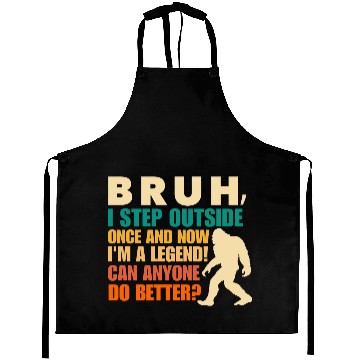 Discover Funny Bigfoot Bruh Sasquatch Sarcastic Humor Aprons