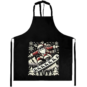 Discover Snowboarding Santa Winter Wonderland Christmas Fun Aprons