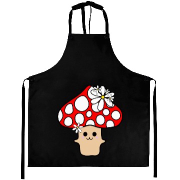 Discover Cute Red Mushroom Smiling Aprons