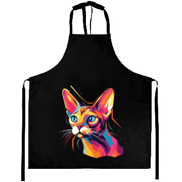 Discover Cat Watercolor Colorful Abyssinian Cat Aprons