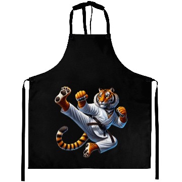 Discover Tiger Martial Artist in Action Aprons