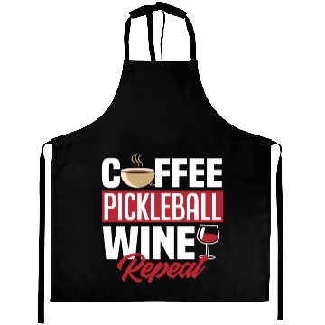 Discover Coffee Pickleball Wine Repeat Aprons