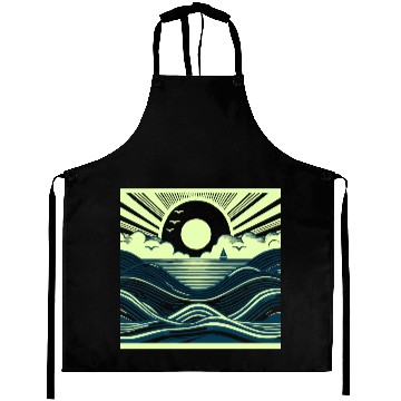 Discover Ocean Sunrise Retro Wave Sailing Aprons