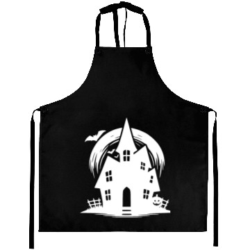 Discover Bat Full Moon Haunted House Halloween Tattoo Aprons