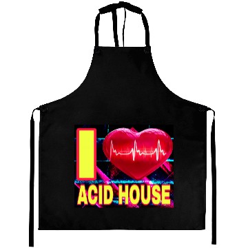 Discover I LOVE ACID HOUSE YELLOW FONTS Aprons