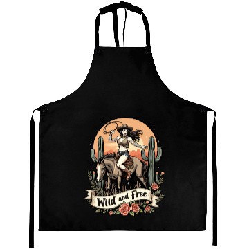 Discover Wild And Free Pinup Cowgirl Aprons