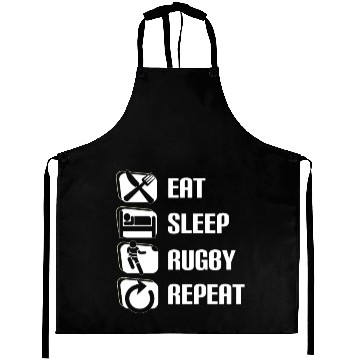 Discover Eat Sleep Rugby Repeat Funny Rugby Player Aprons