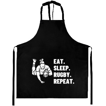 Discover Eat Sleep Rugby Repeat Funny Rugby Player Aprons