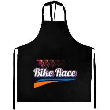Discover Bike Race special colorful design. Aprons