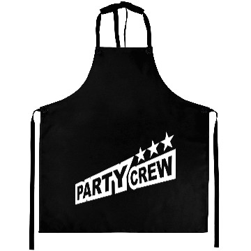 Discover Party Crew Team Fun Friends Group Member Text Logo Aprons