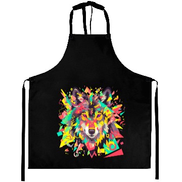 Discover Majestic Pop Art Alpha Wolf - Vibrant Warm Aprons