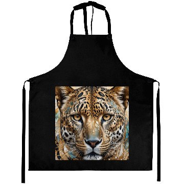 Discover face of a leopard remixed with a beautiful pattern Aprons
