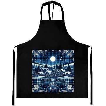 Discover flannel silent night blue and white christmas Aprons
