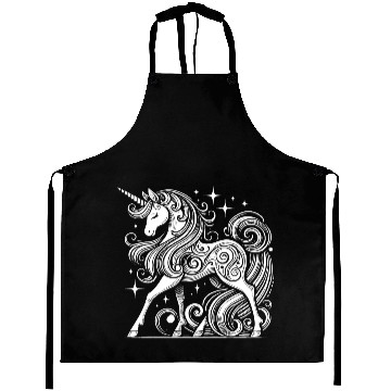 Discover Elegant White Unicorn Silhouette Aprons