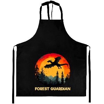 Discover Vintage Sunset Forest Dragon Aprons
