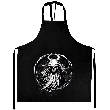 Discover Dark Mythical Skull with Horns Design Aprons