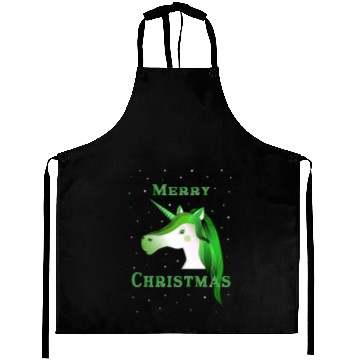 Discover Festive Green Unicorn Christmas Design Aprons