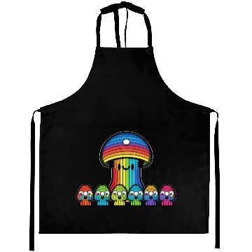 Discover Trippy Rainbow Mushroom Mushies Aprons