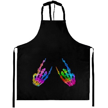 Discover Rock On Rock Star Skeleton Hands LGBT Rainbow Aprons