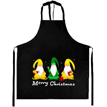 Discover Festive Christmas Gnomes Illustration Aprons