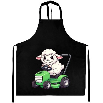 Discover Funny sheep lawn mower farmer lamb grass Aprons