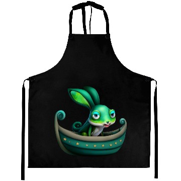 Discover Green Rabbit in a Green Boat Aprons