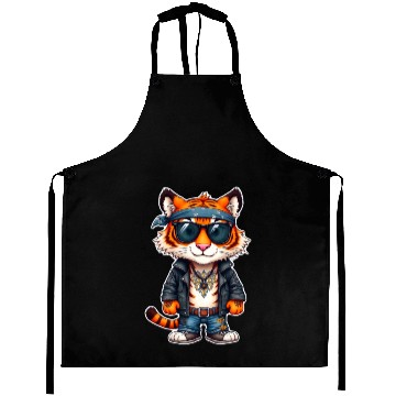 Discover Rock style cute tiger Aprons
