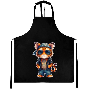 Discover Rock style cute tiger Aprons