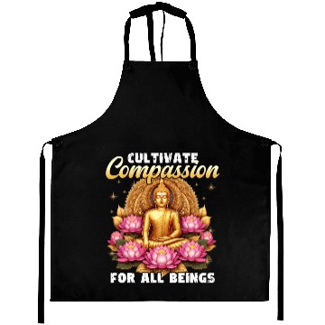 Discover Cultivate Compassion For All Beings Buddha Design Aprons