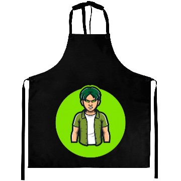 Discover Green Angry Boy Gaming Mascot Avatar Aprons