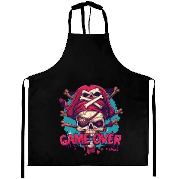 Discover Gaming Skull Pirate Game Over Aprons