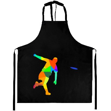 Discover Ultimate Frisbee Rainbow Colors Polygon Sport Aprons