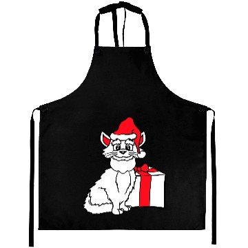 Discover Cute Santa Claus Cat Winter Hat Fun Christmas Gift Aprons