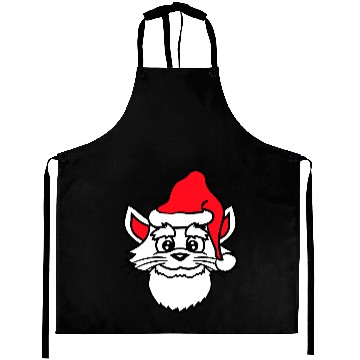Discover Cute Santa Claus Cat Winter Hat Fun Christmas Gift Aprons