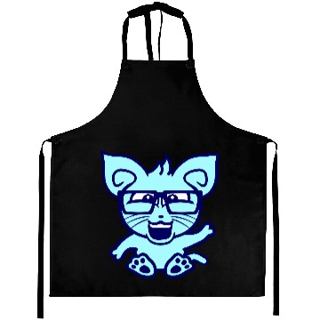 Discover Nerd Cat Horn-rimmed Glasses Geek Smart Kitten Fun Aprons