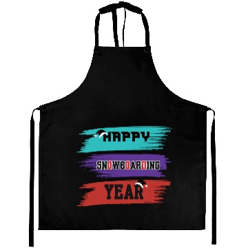 Discover Happy Snowboarding Year Winter Aprons