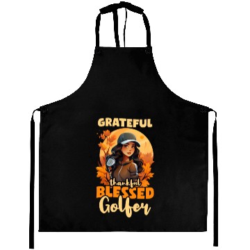 Discover Thanksgiving Golf Thankful Blessed Golfer Aprons