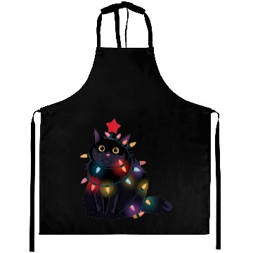 Discover Festive Christmas Lights Cat Aprons