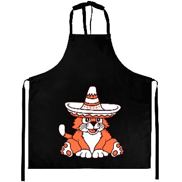 Discover Sombrero Hat Cat Funny Cool Mexican Culture Kitten Aprons