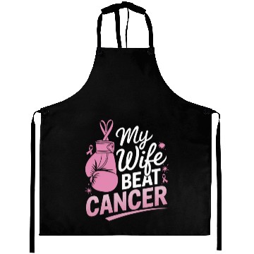 Discover My Wife Beat Cancer Breast Cancer Awareness Aprons