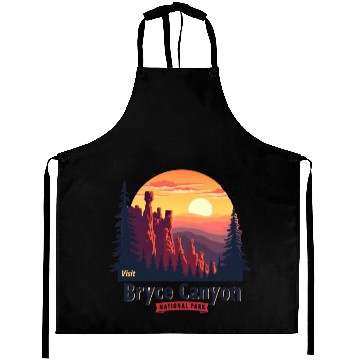 Discover Bryce Canyon National Park Retro Illustraion V 02 Aprons