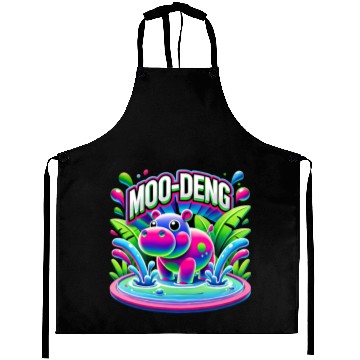 Discover Moo-Deng Hippo Bright Splashy Jungle Cartoon Aprons