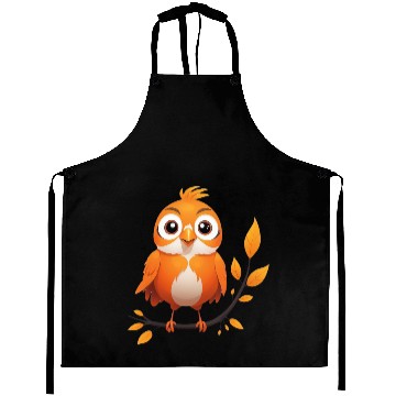 Discover Orange Little Bird - Elegant Bird Design on Branch Aprons