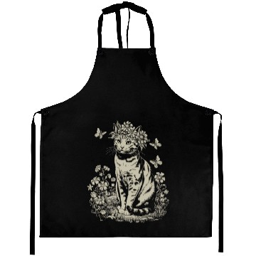 Discover Cottagecore Cat with Flower Crown in Garden Aprons