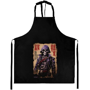 Discover Kanji Japan Skull Samurai Skeleton Poster Aprons