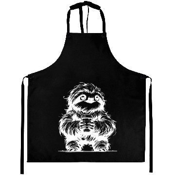 Discover Morning Coffee Sloth Pencil Sketch Aprons